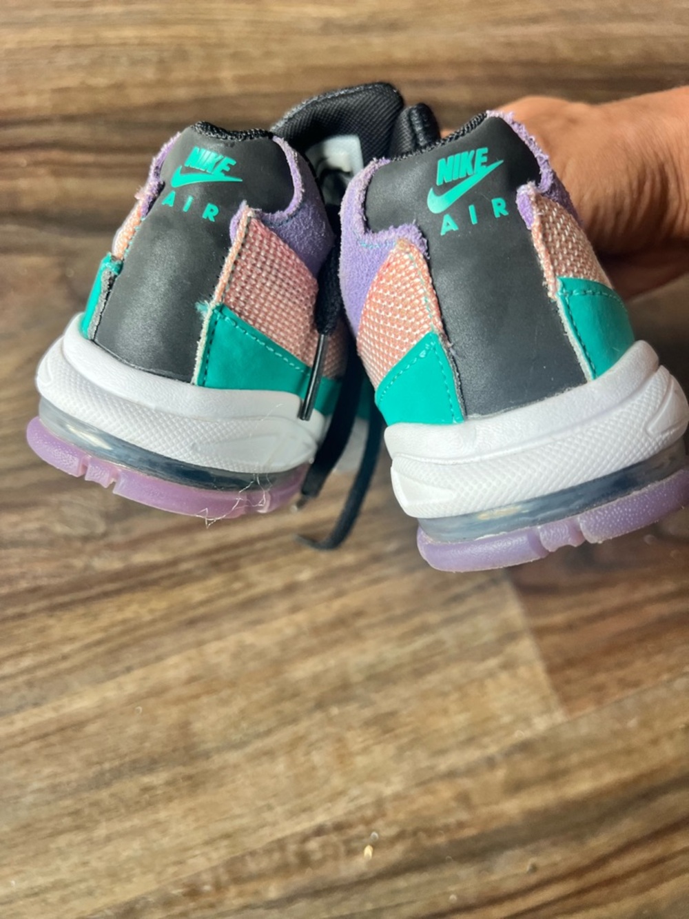 Nike Kids Black Sneakers with Purple Trim and Teal Logo - Picture 5 of 8